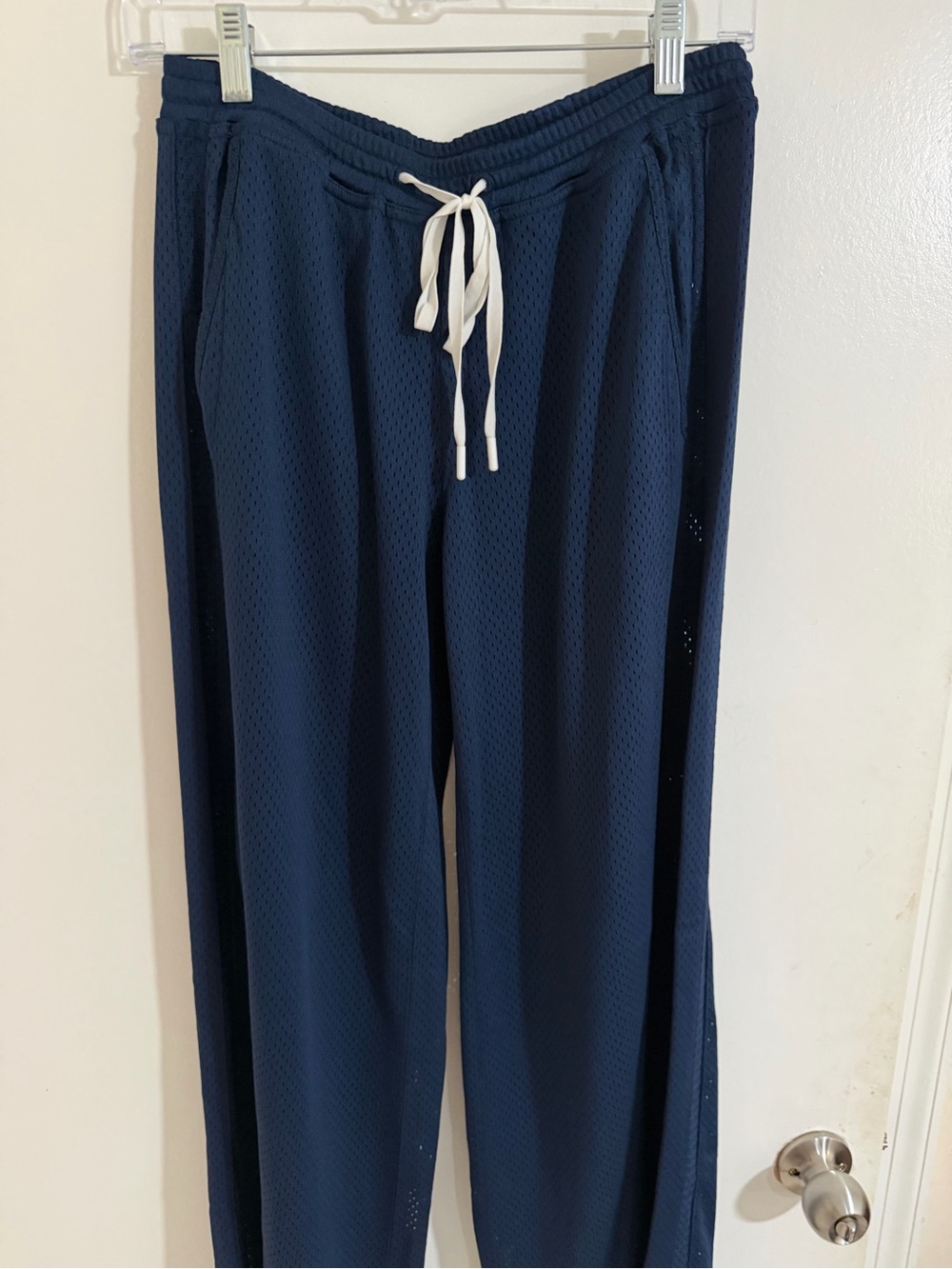 Free People Navy Mesh Drawstring Joggers